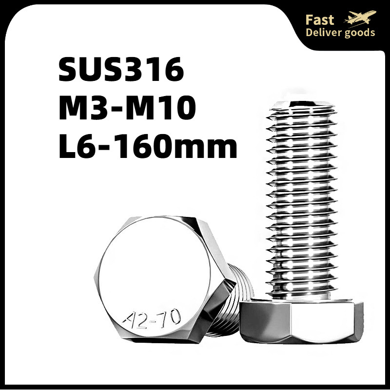 316 thép không gỉ bên ngoài Hex vít bên ngoài Hex Bolt M3 / M4 / M5 / M6 / M8 / M10/Hex Head Bolt 31