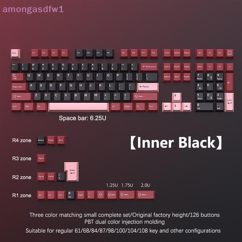 Amongasdfw1 126 Phím Double Shot Keycap PBT Cherry Bàn Phím Trò Chơi Cơ Học Cho MX Switch Keycap GMK