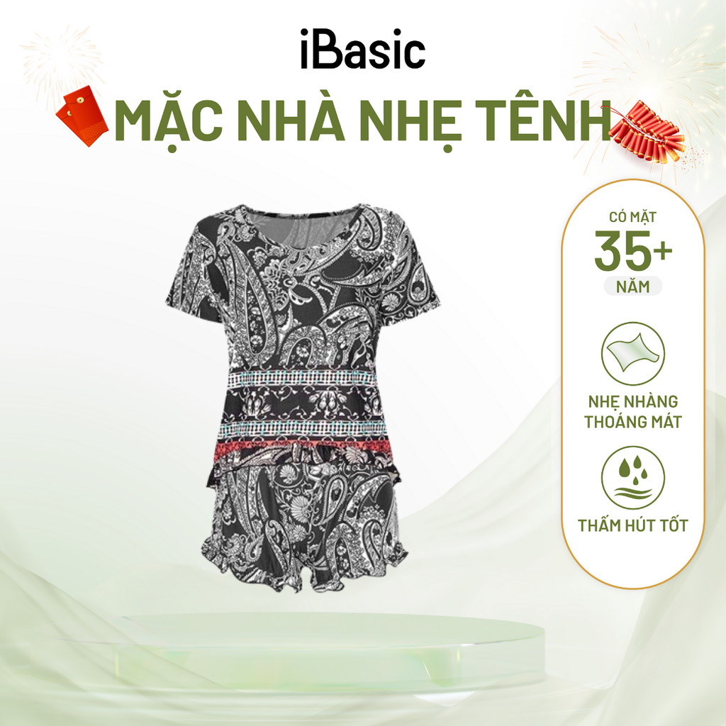 Đồ bộ mặc nhà nữ iBasic họa tiết HOMY030