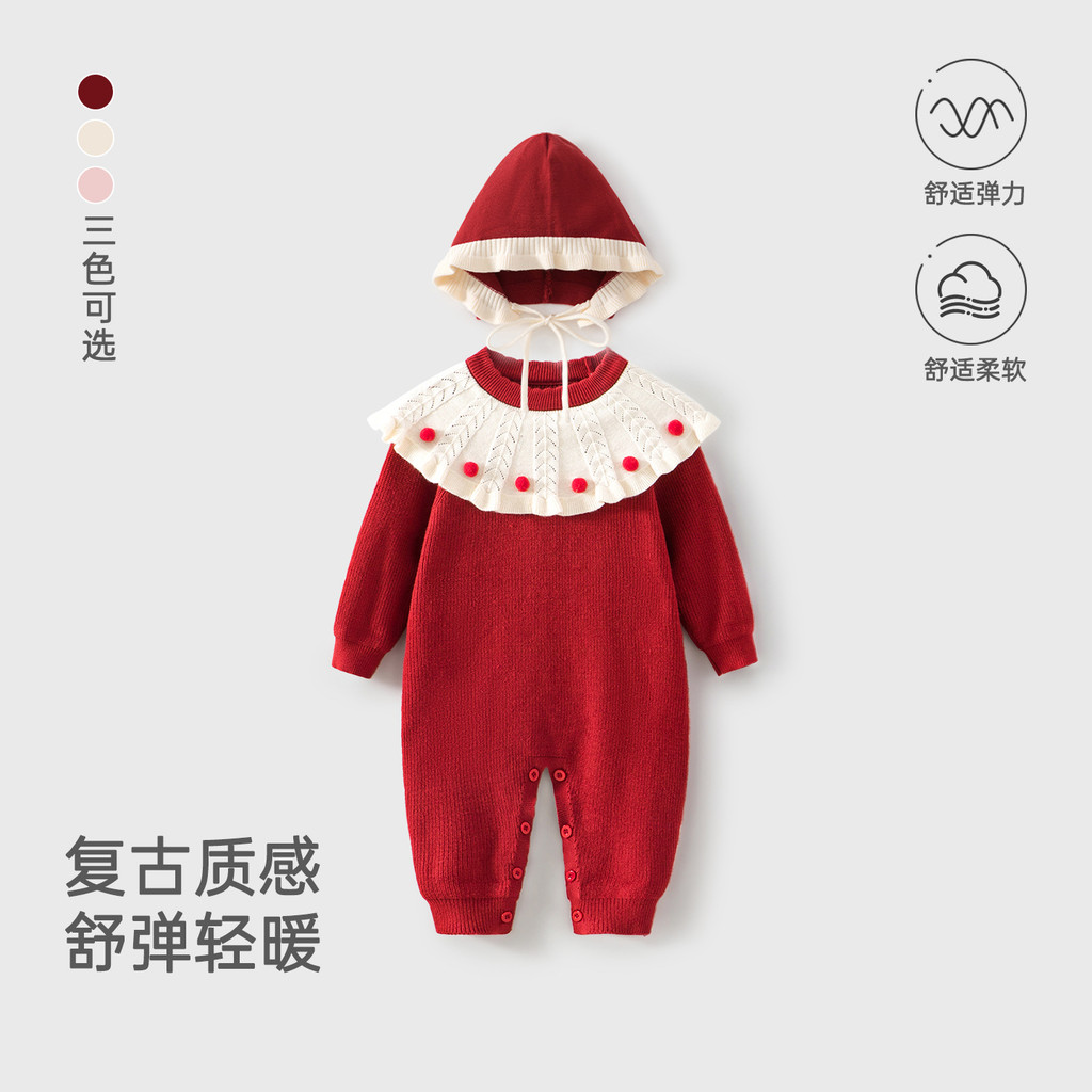 Clothes for Babies Spring, Autumn and Winter Baby Girl Western Style Knitted Lace Jumpsuit Princess 