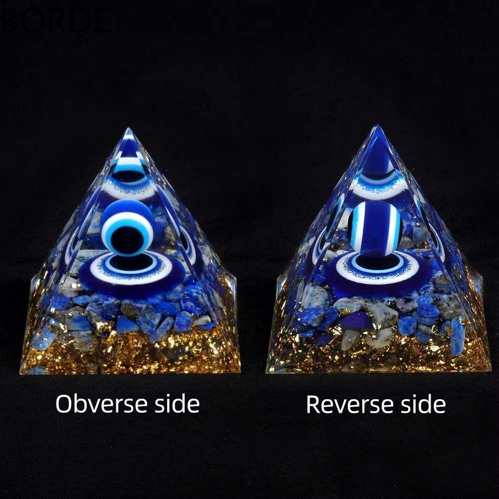 BORDE Evil Eye Ornament, Fortune Lucky Energy Orgone Pyramid Figurine, Art Carfts Resin Crystal Ston