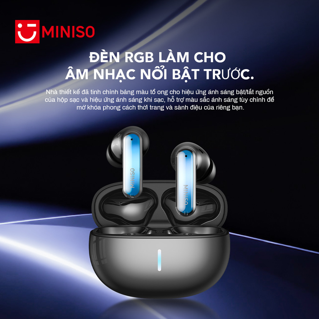 MINISO MS110 AI Tai nghe dịch thuật Video Chức năng phụ đề Bấm dài 2 giây ANC Chế độ khử tiếng ồn Tai nghe nhét tai có thể điều khiển Thiết kế dải đèn phát sáng Bluetooth 6.0 | BigBuy360 - bigbuy360.vn