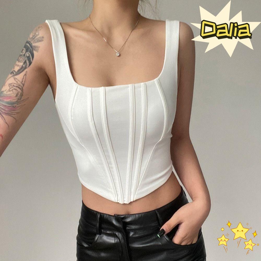 Áo Crop top DALIA Áo Crop top không tay màu trơn mùa hè