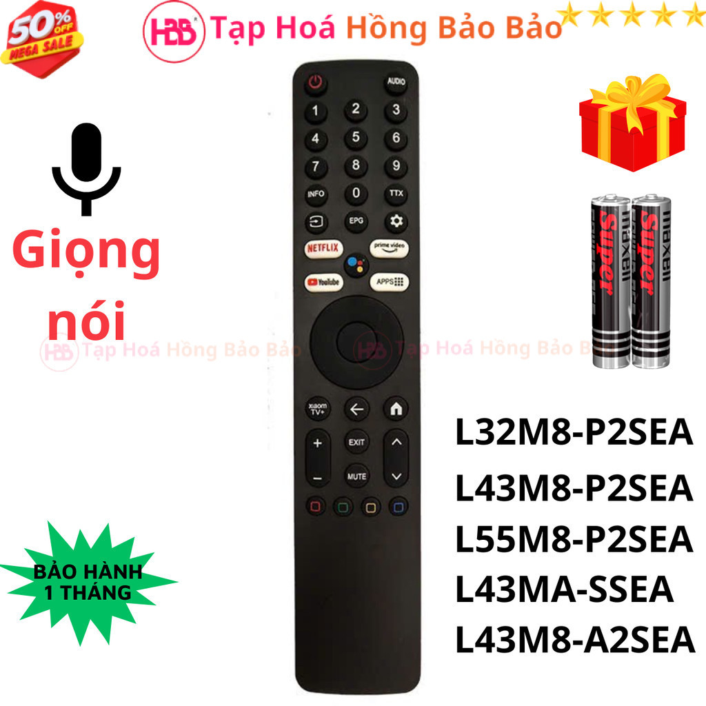 Remote điều khiển tivi Xiaomin Mã 01, giọng nói, điều khiển TV Xiaomin L32M8 - Tặng kèm pin - HBB