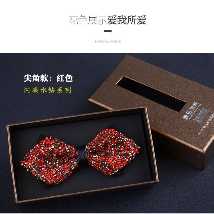 New Product#Luxurious Nightclub Super Shiny Rhinestone Bow Tie for Men Groom and Groomsmen Host Form