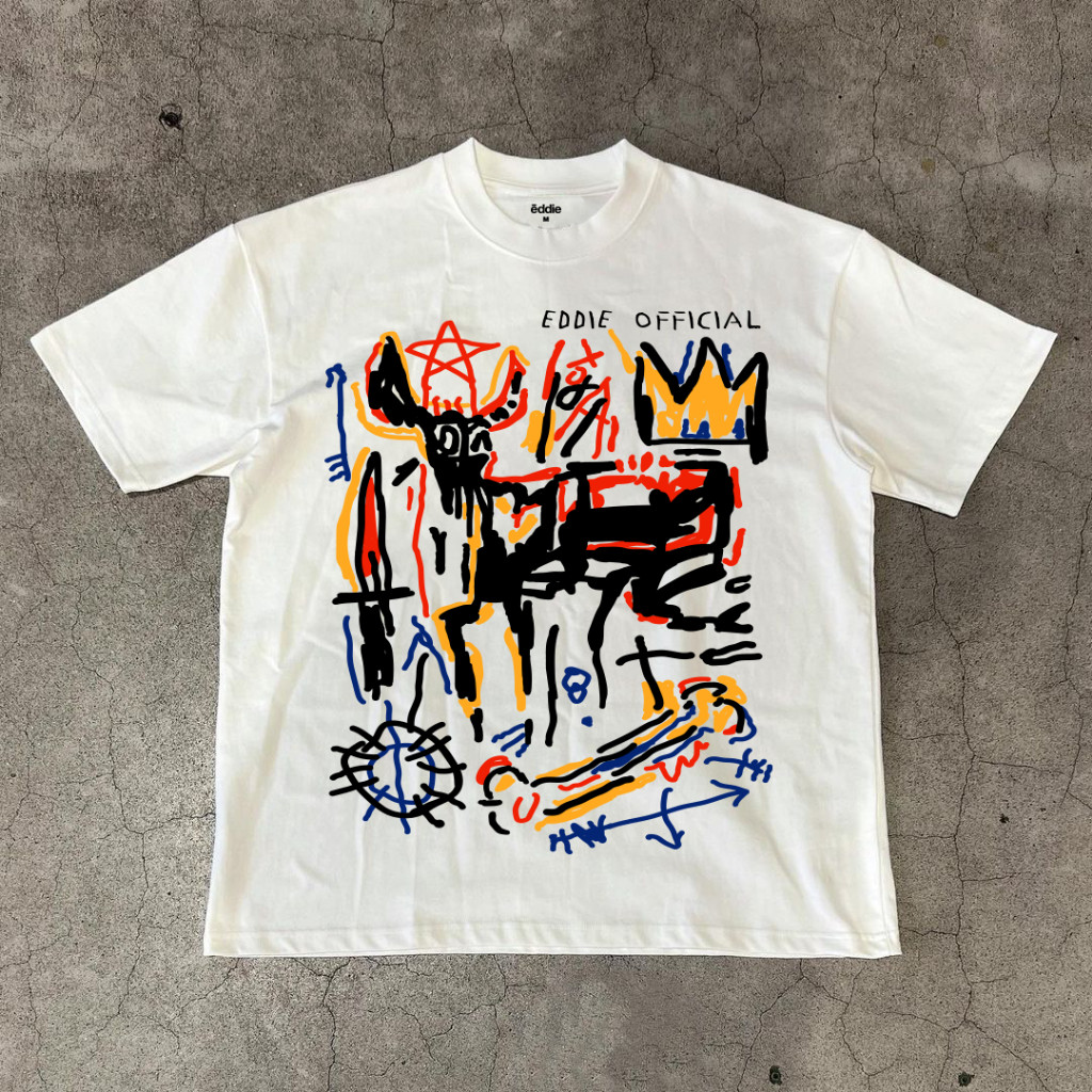 (COD) EDDIE Áo Thun BUFFALO ART Black/White 250gsm