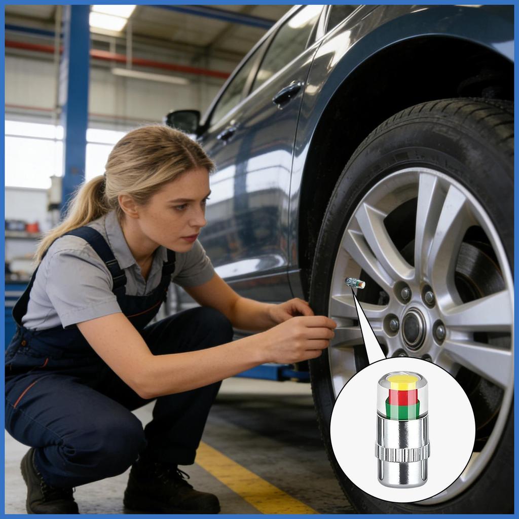 Mũ Giám Sát Áp Suất Lốp 4 Miếng 2.4bar 36psi 3 Màu Màn Hình Van Thân Mũ Cho Ô Tô Ô Tô Xe Tải magiph