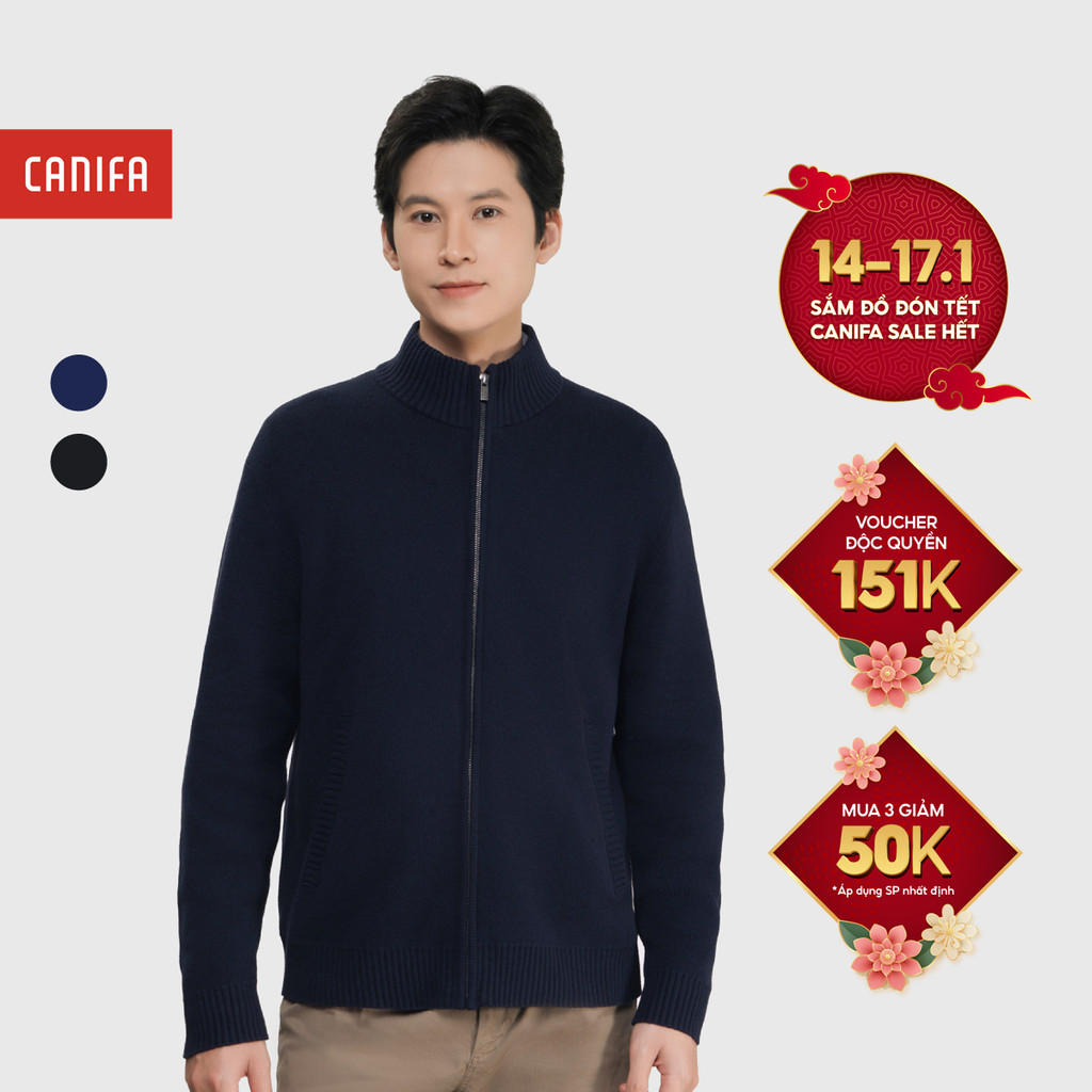 Áo khoác len nam CANIFA cổ đứng dài tay in họa tiết / trơn 8OT25C002