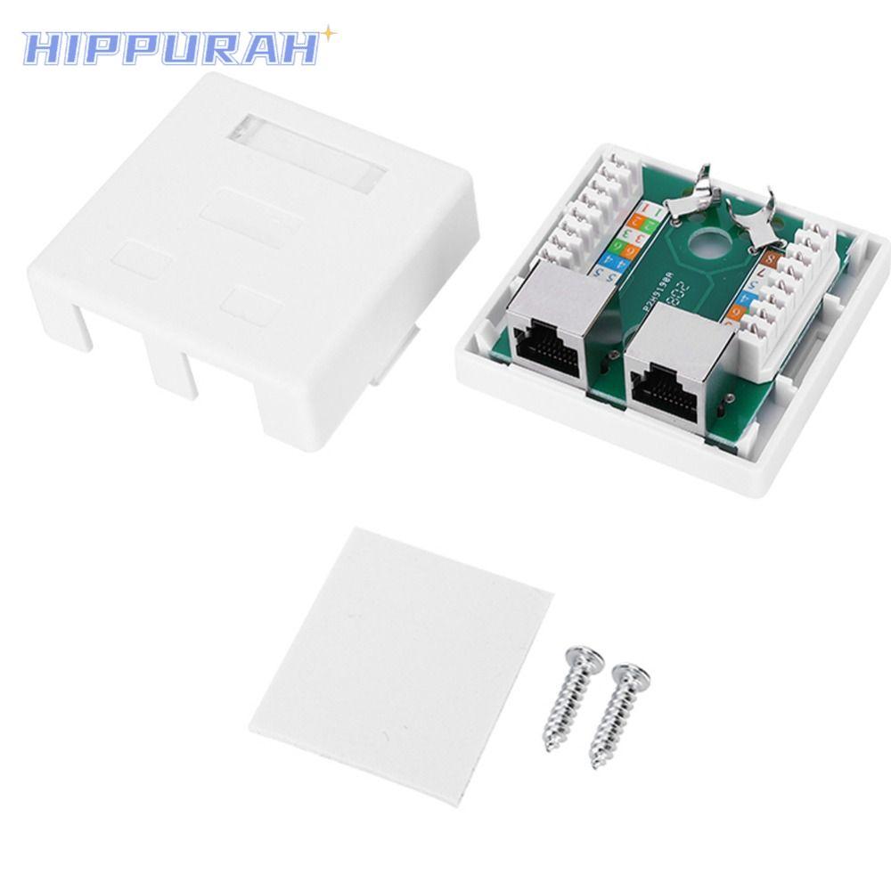 Hộp gắn HIPPURAH RJ45-8P8C, có ốc vít và băng keo hai mặt Hộp gắn bề mặt 2 cổng, Dễ dàng gắn RJ45-8P