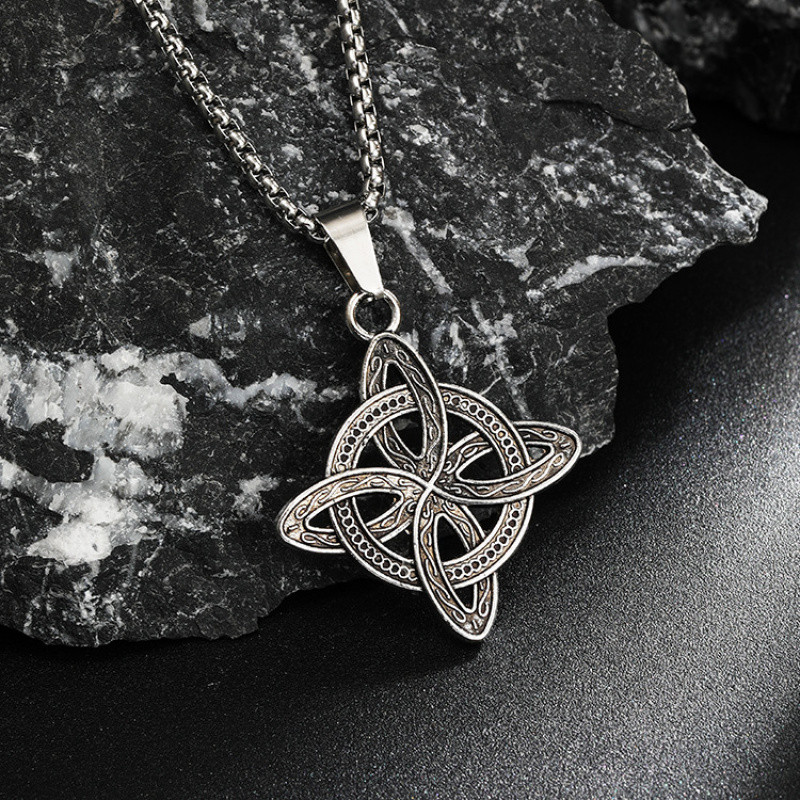 Mặt dây chuyền retro Ireland Celtic nam, nút thắt thời trang với bùa hộ mệnh