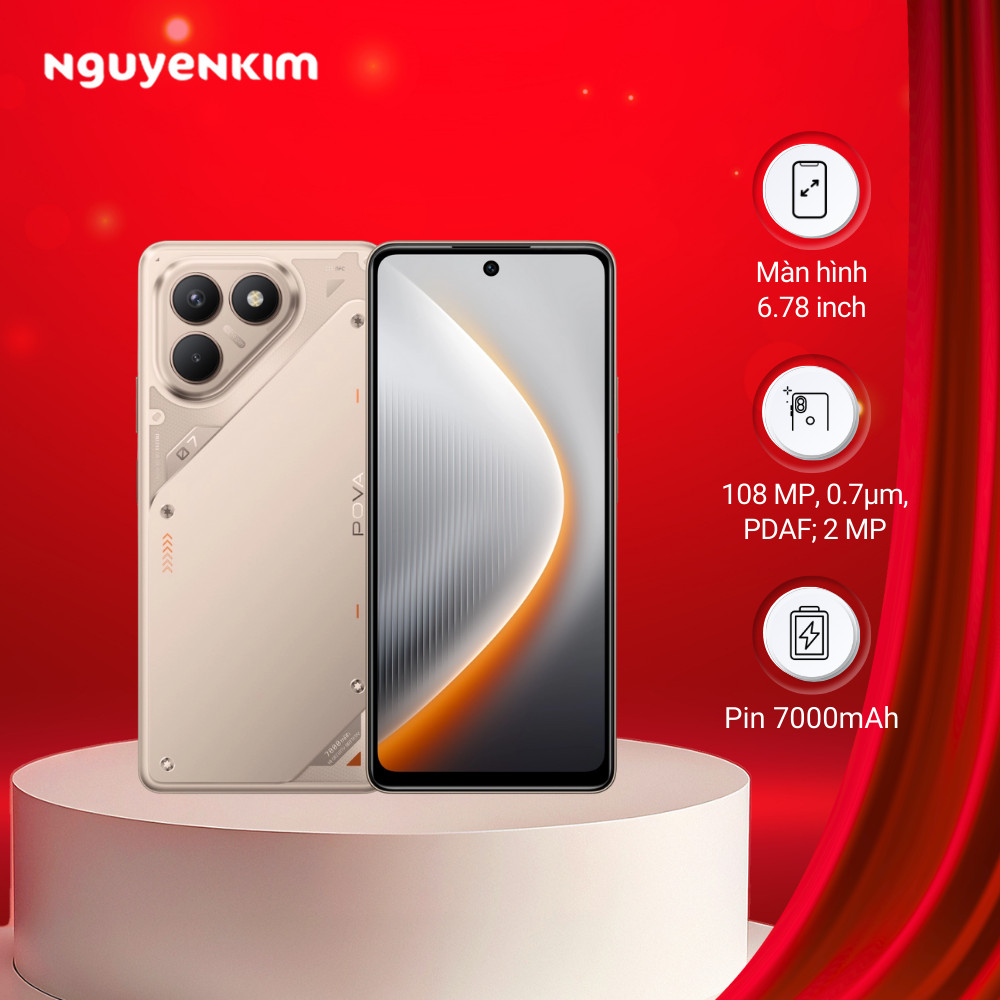 Điện thoại Tecno Pova 7 8GB/256GB Nâu Titanium (LJ6)