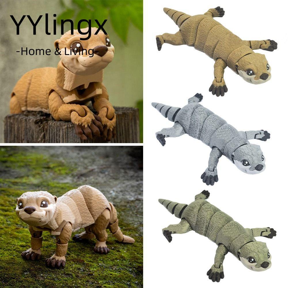 Bức tượng hành động YYLINGX Otter, Đồ chơi mô hình Otter in màu trơn, Máy tính để bàn búp bê Otter M