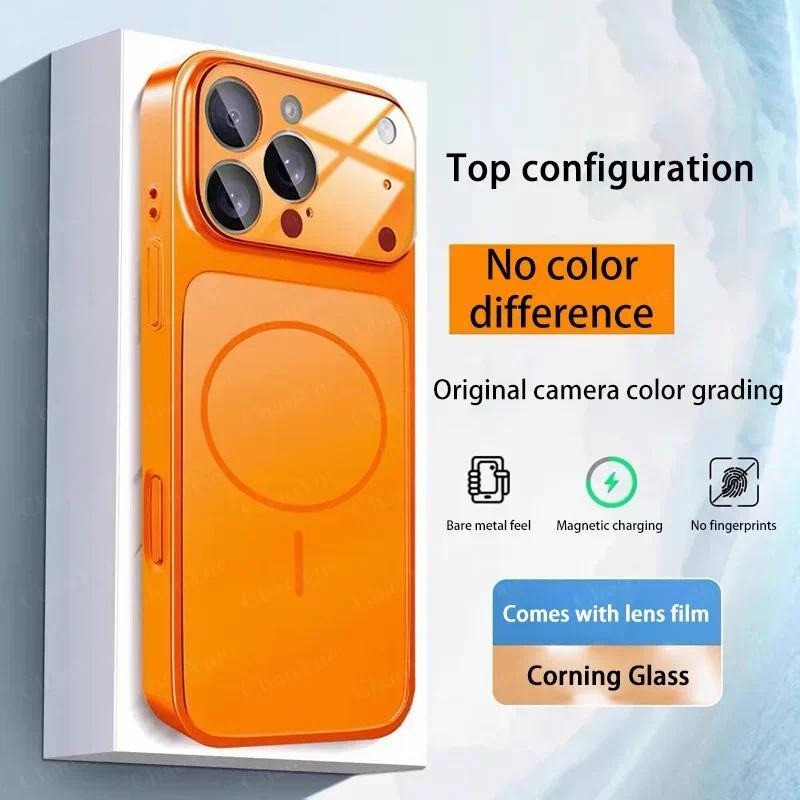 Ốp Kính Nano Matte Chính Hãng Tương Thích Cho IPhone 17 16 14 13 12 11 15 Pro Max 15 Plus 17 AIR Từ Tính Sạc Không Dây Vỏ Điện Thoại