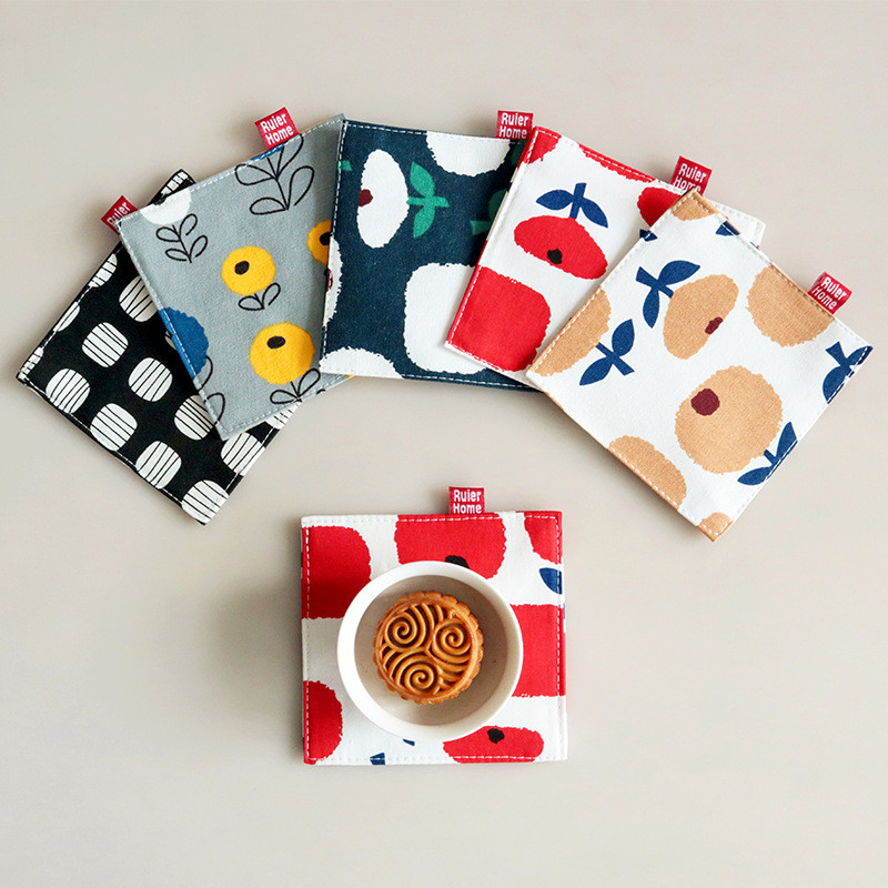 In Coaster Phong Cách Nhật Bản Vải Coaster Hai Lớp Cốc Coaster Trà Coaster Cách Nhiệt Coaster * wj#0