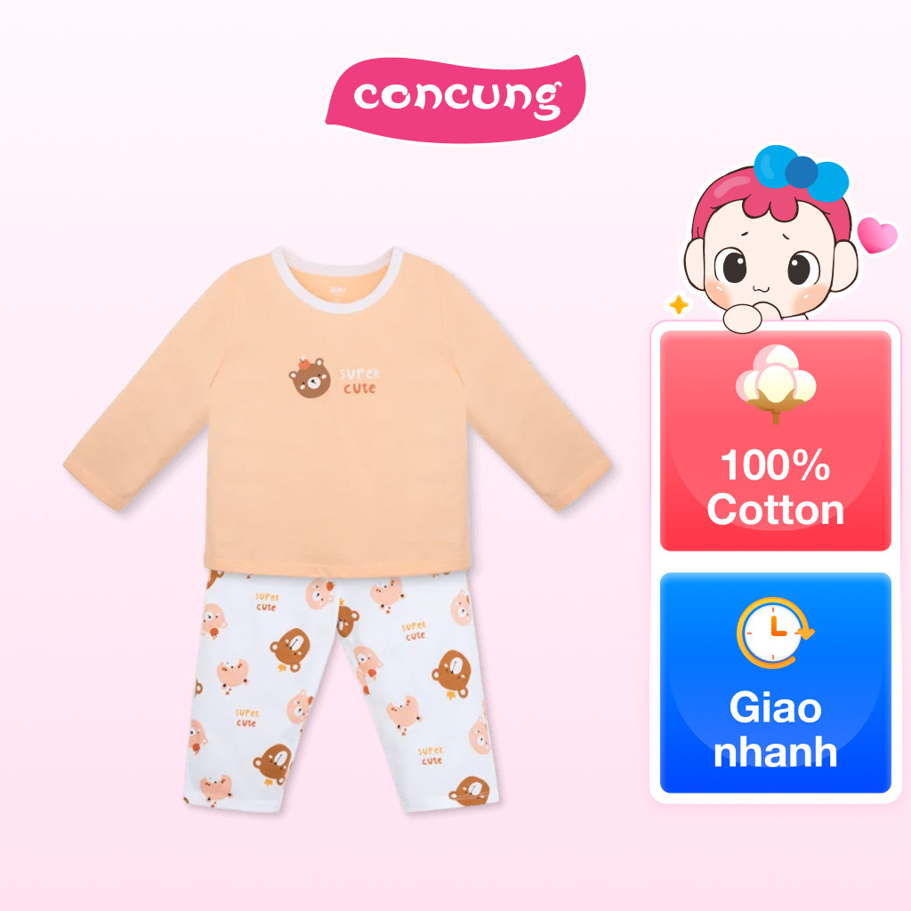 Bộ bé gái dài Animo Easy TX0126045 (1Y,Cam sữa-kem,TT01)