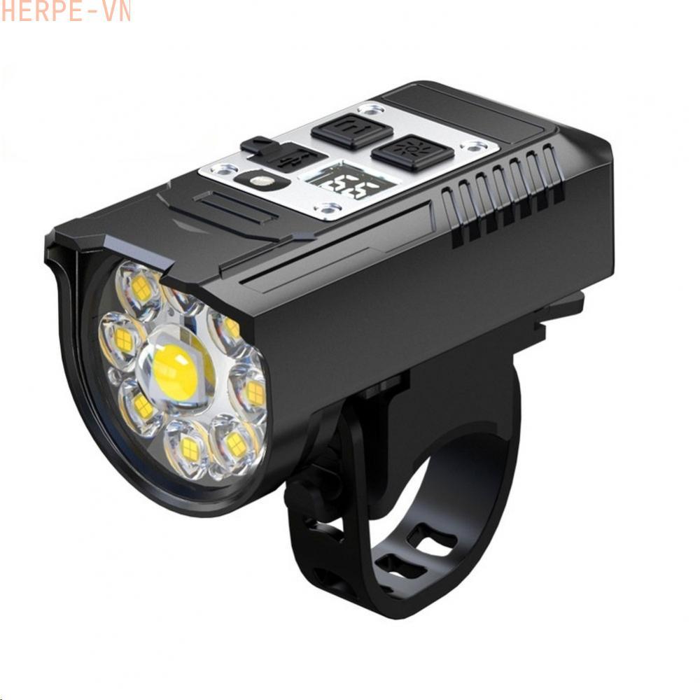 [HERPEVN]Digital Battery Display Bicycle Light with Wide Angle Floodlight and Dual Switch[Ready stoc