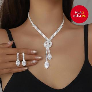 Cô Dâu Viền Vòng Cổ Bông Tai Bộ Sang Trọng Cưới Nữ Trang Sức Quà Tặng