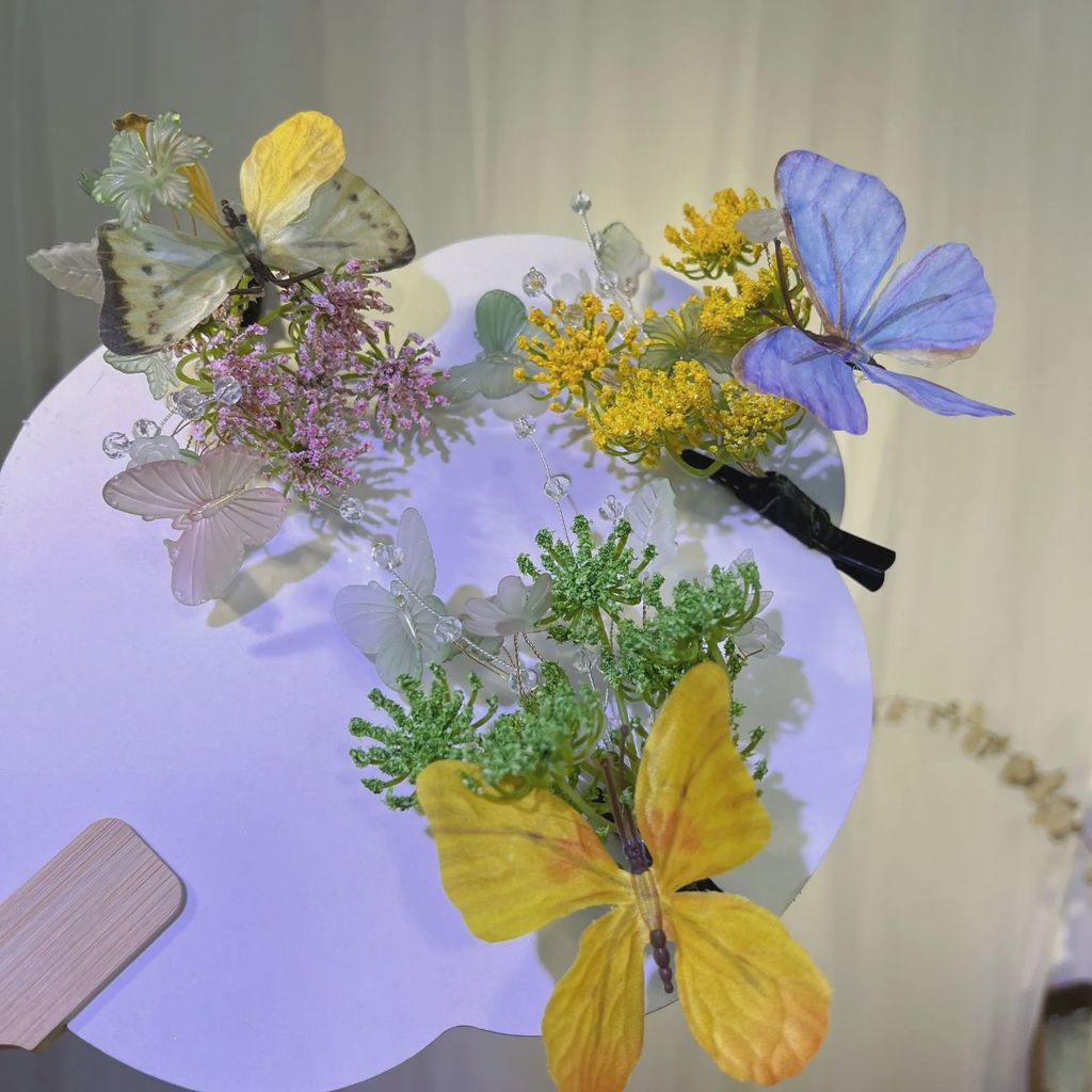 Hot Sale#Hanfu Hair Accessories Forest Style Butterfly Love Flower Hairpin Hanfu Flower Branch Acces