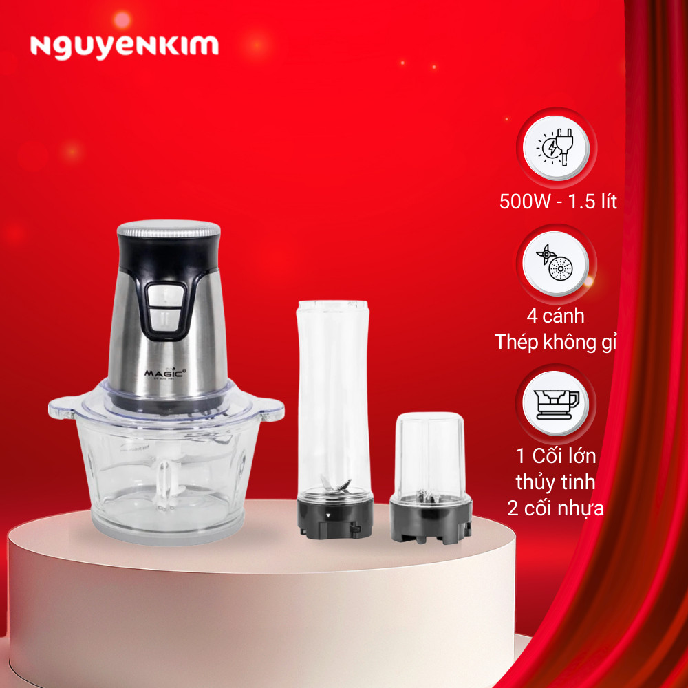 Máy xay thực phẩm đa năng Magic Eco AC-17, dung tích 1.5L, chất liệu inox và thủy tinh cao cấp