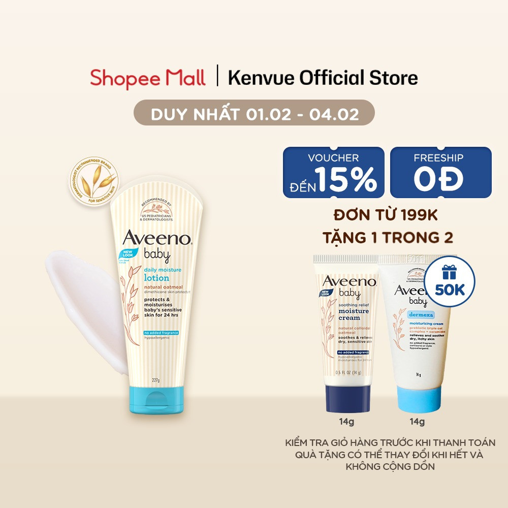 Sữa dưỡng thể hàng ngày Aveeno Baby Daily Moisture Lotion 227g