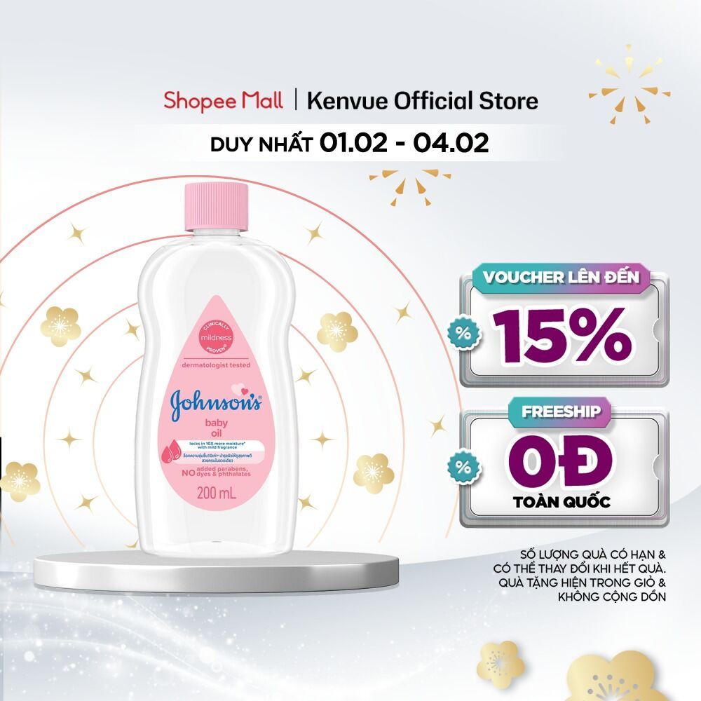 Dầu mát xa dưỡng ẩm Johnson's baby oil pink 200ml - 100980003