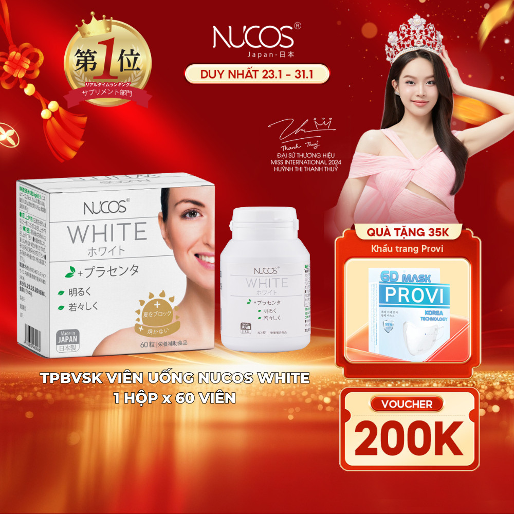 TPBVSK Viên Uống Trắng Da Nucos White Hỗ Trợ Mờ Thâm Nám Sáng Da Chống Nắng [Hộpx60 viên]