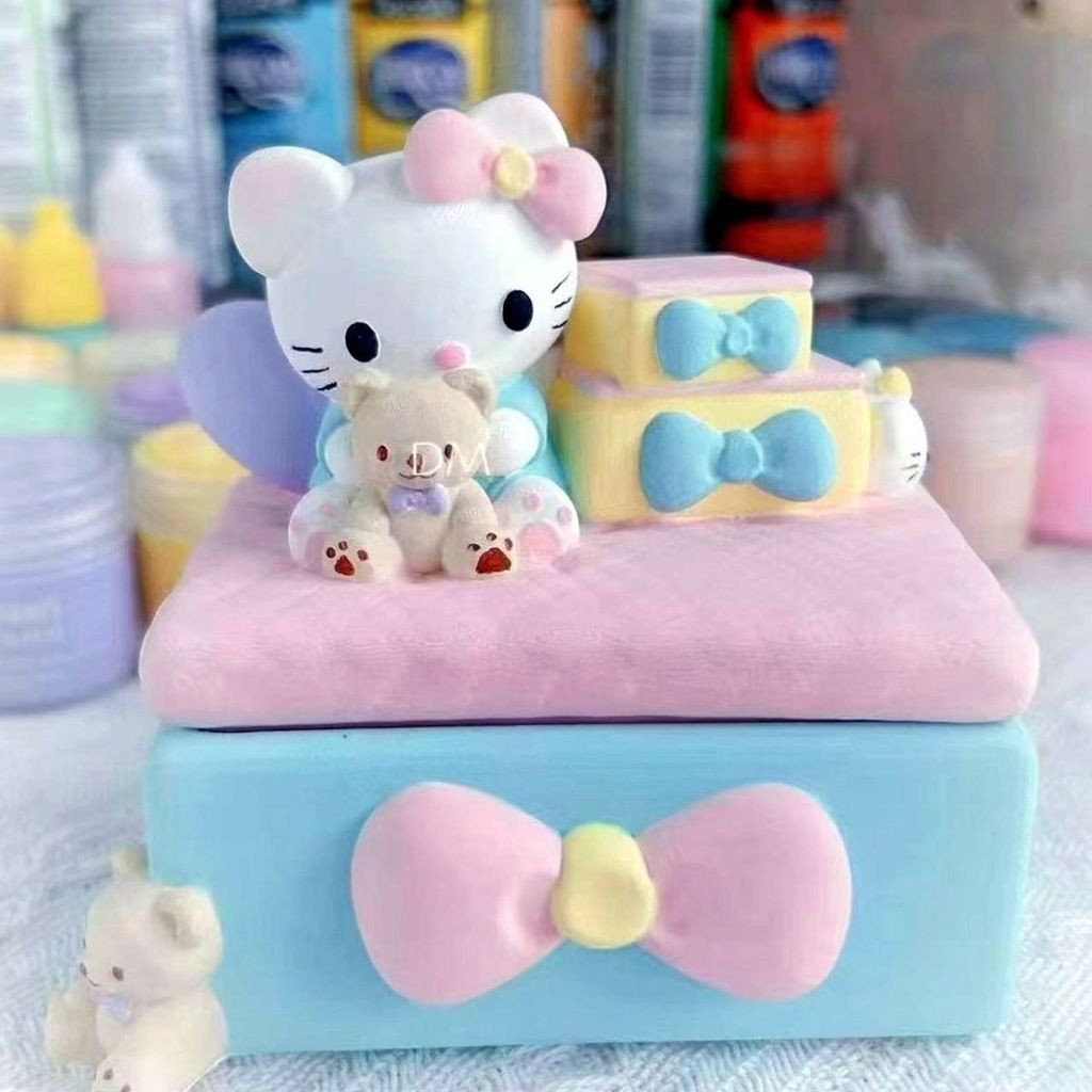 Kitty Kitty Kitty Kitty Hộp Bảo Quản Hương Thơm Thạch Cao Búp Bê Sơn 3d Ba Chiều Sanrio Handmade diy