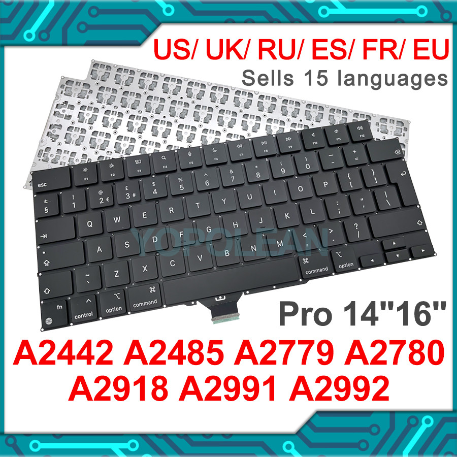 A2442 A2485 Bàn Phím Thay Thế Macbook Pro 14 "16" A2779 A2780 A2918 A2991 A2992 US UK Tây Ban Nha Ng