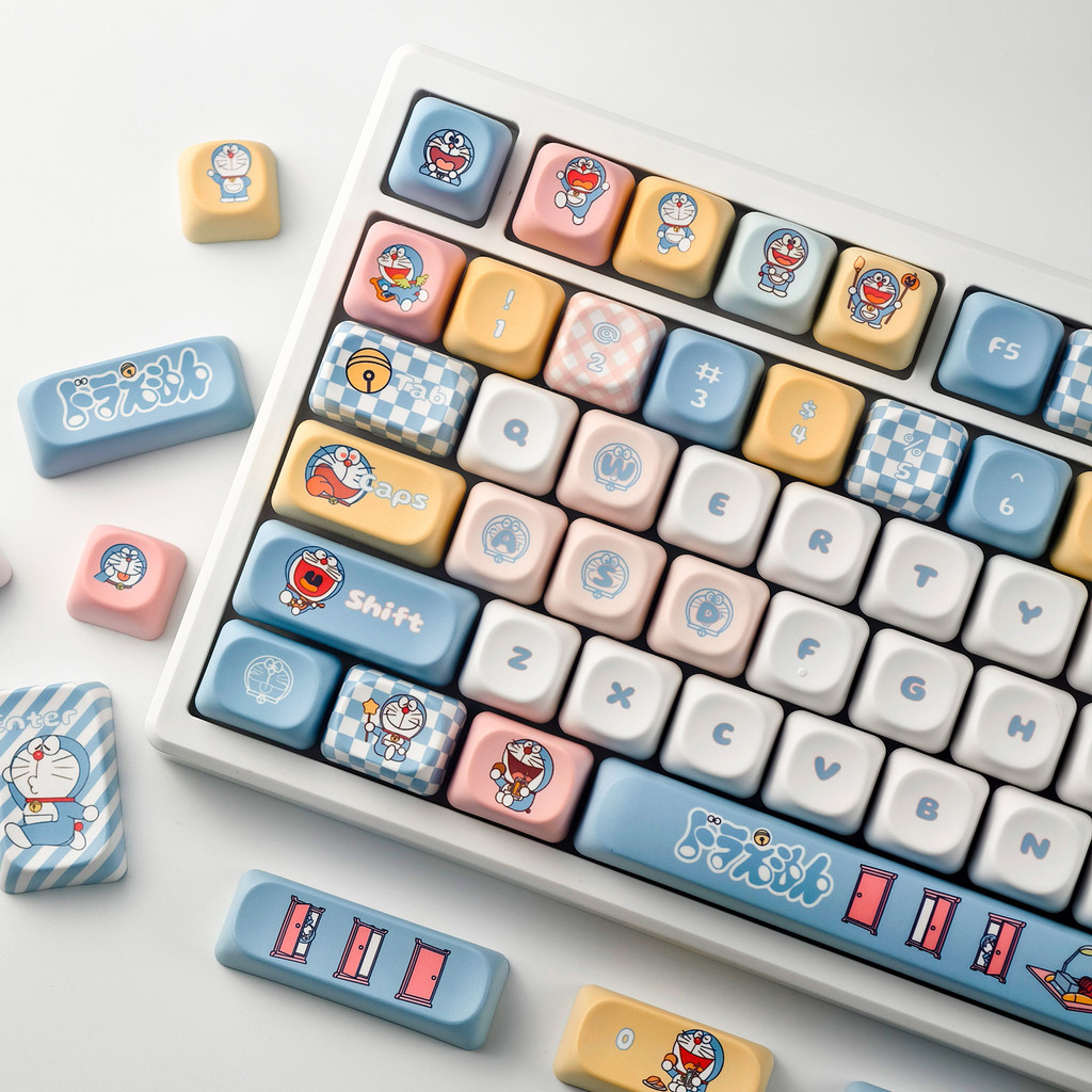 MAIMOOO Hoạt Hình Keycaps 120 Phím MOA Profile PBT Doremon Keycap Aula F75 F99 RK100 Nhuộm Thăng Hoa