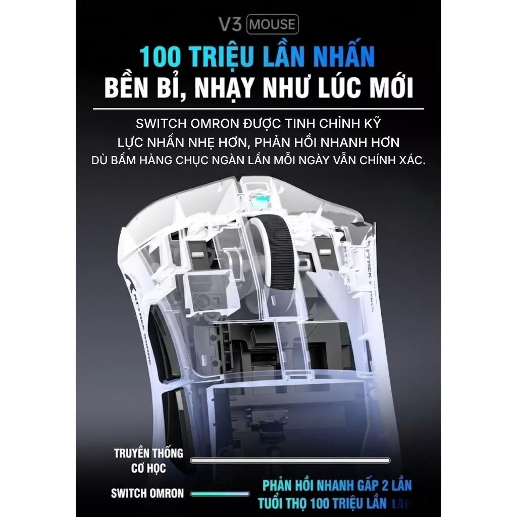 Chuột gaming không dây Attack Shark – V3 Series (PAW3311 / 1000Hz Polling Rate / Dock sạc RGB  Pro) | BigBuy360 - bigbuy360.vn