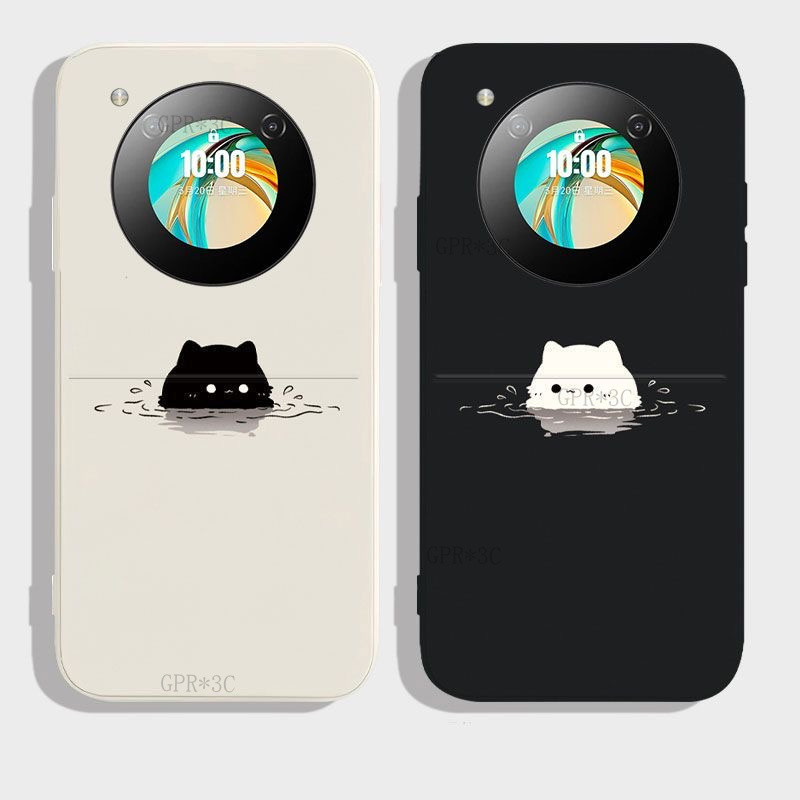Ốp Lật Libero Cho ZTE Libero Flip Nubia Flip Doodle Hoạt Hình Mèo Bơi Chống Rơi Bao Bọc Điện Thoại