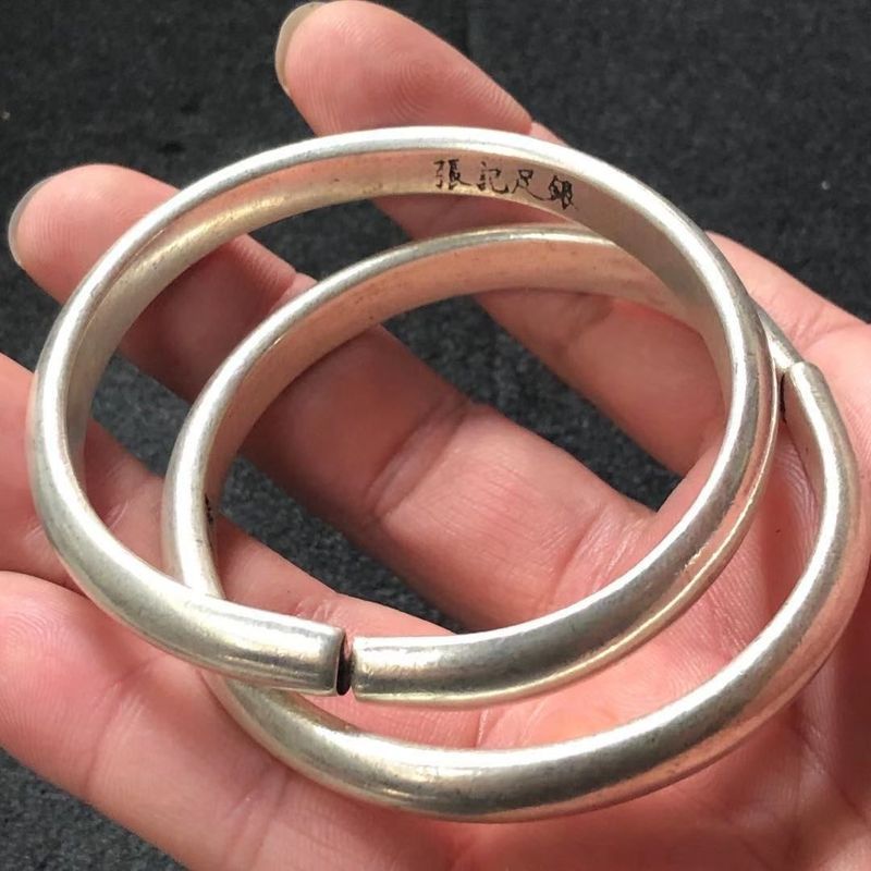 HELLO ~ ~ Bộ sưu tập cổ Vòng tay bạc Miao cổ Đồng bằng phong cách dân tộc Trang sức bạc Nepal Bạc mở