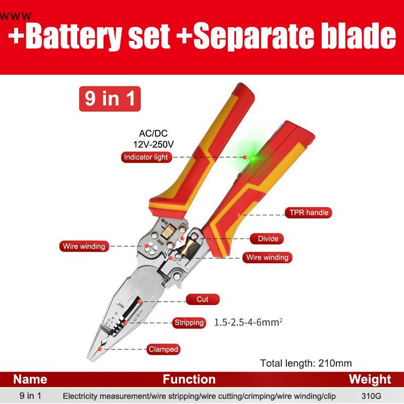 OOO Kìm thợ điện Kìm tước dây đa năng đa năng 8 trong 1 Kìm tước dây chống trượt đo điện uuuu