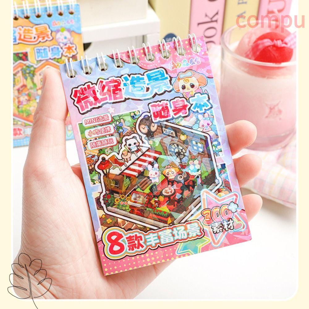 COMPU Cabin Scene Pocket Sticker, DIY PET Mini Phong Cảnh Miếng Dán Sách, Nhà Thu Nhỏ Hoạt Hình Cảnh