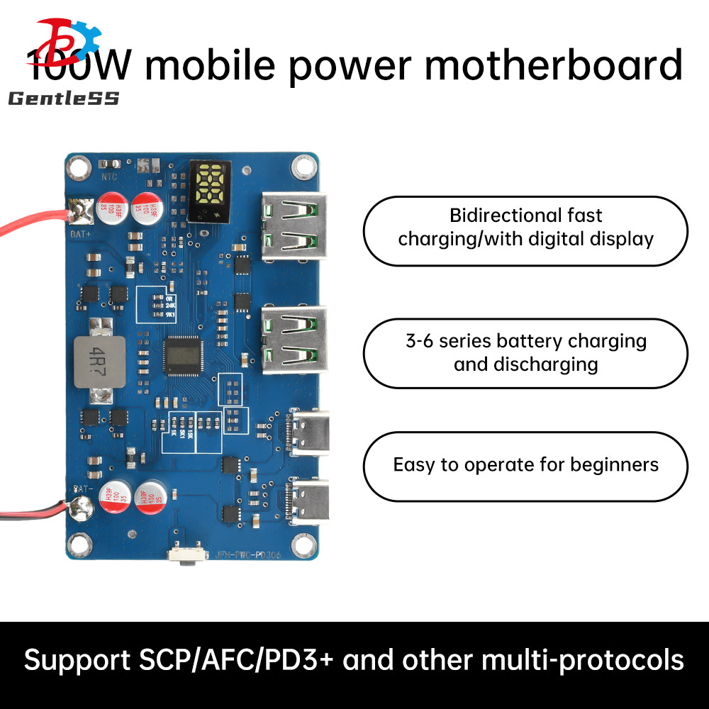 100W PD QC Sạc Nhanh 2 Chiều Mô Đun Nguồn Điện Di Động 2-6S Pin Lithium Bảo Vệ Bo Mạch Chủ Hỗ Trợ MP