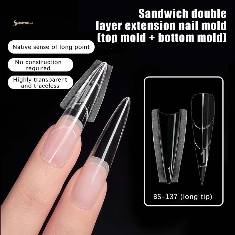 MUQV Sandwich Dual Nail Forms 240 chiếc 15size Extensions-Dual Forms Coffin Hạnh nhân Nail Forms Top