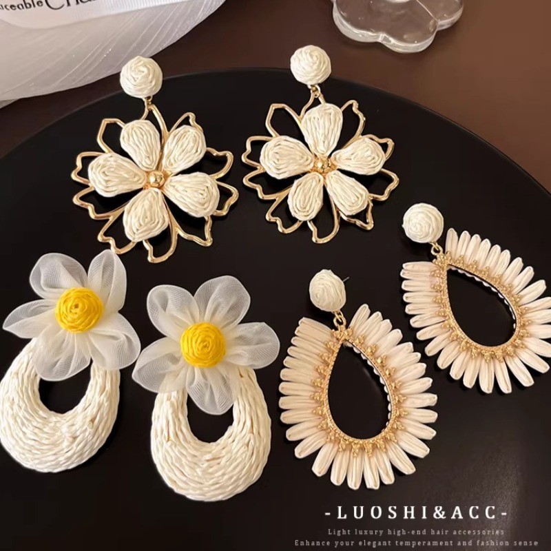 Bông tai hoa Bohemian Bông tai nữ phong cách ngày lễ Bông tai bện