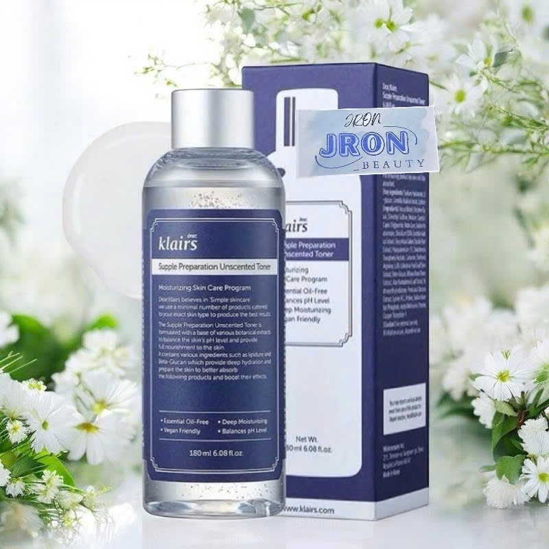 [Tem Phụ] Nước Hoa Hồng Không Mùi Klairs Supple Preparation Unscented Toner 180ml Dưỡng Ẩm Sâu - Jro