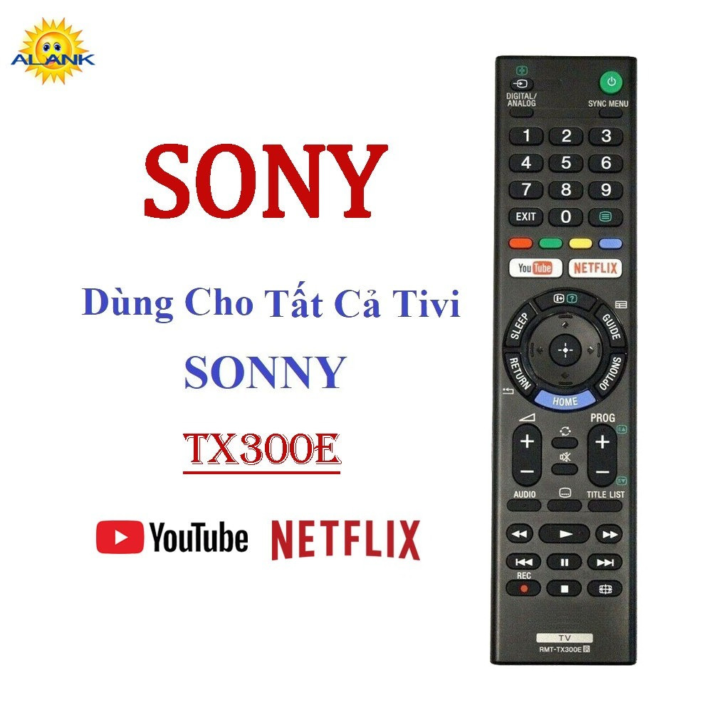 ALANK Remote Điều Khiển Tivi Sony RMF-TX300E - Dùng Cho Các Dòng Tivi Sony - Sử Dụng Hồng Ngoại - Hàng Cao Cấp