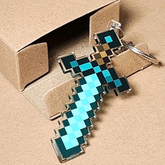 Ganci/Keychain Minecraft Diamond Sword Akrilik 2 sisi 5cmx8cm