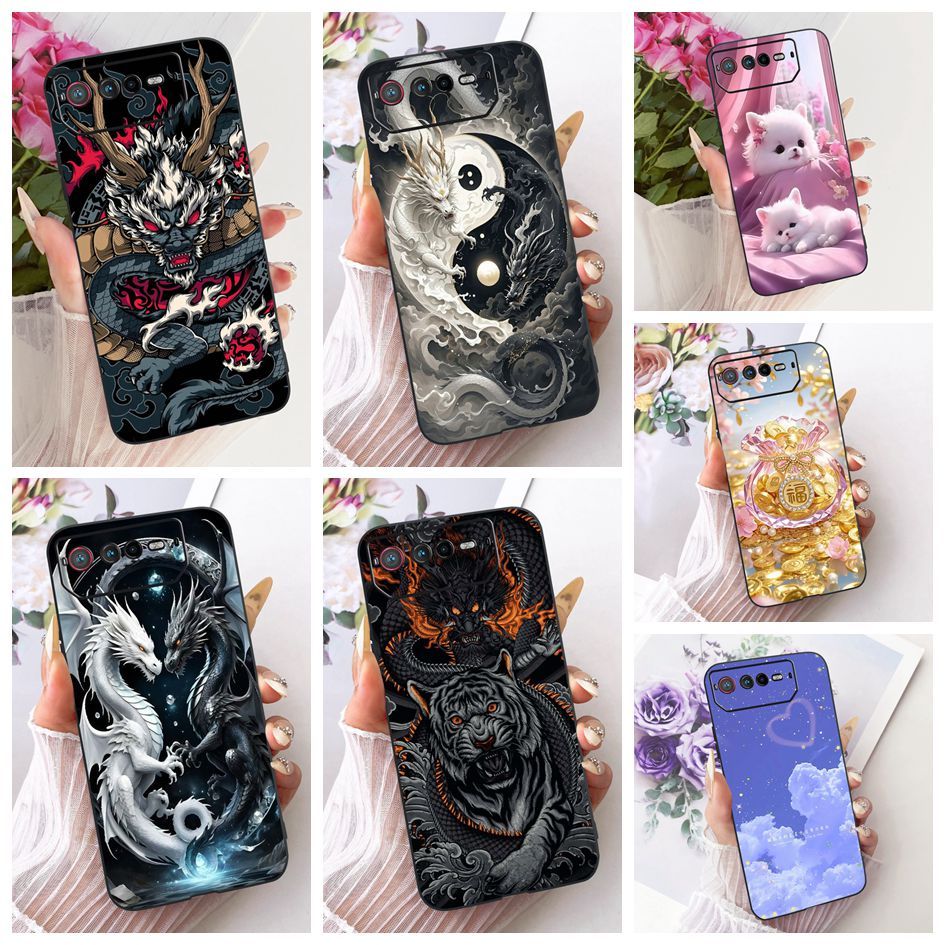 Cool Cover Cho Asus ROG Phone 6 5 ZS673KS Vỏ AI2201 _ F I005DA I005DB Phim Hoạt Hình Rồng Sư Tử Mèo 