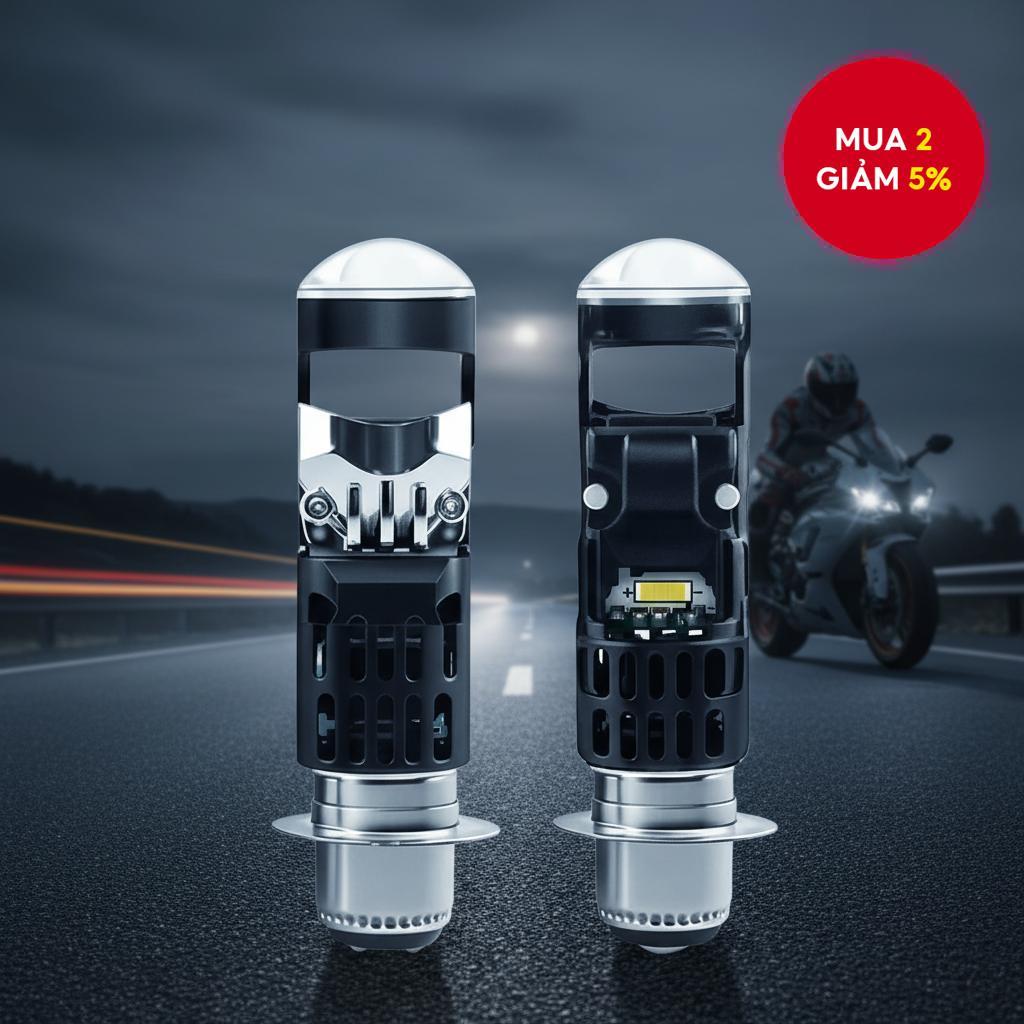 1 Bóng đèn pha xe máy mini LED P15D H6M bằng nhôm DC12-24V Đèn sương mù