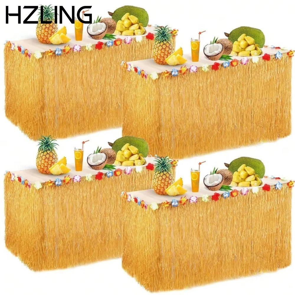 Váy bàn cỏ HZLING, Váy bàn ống hút theo chủ đề Hawaii, Váy bàn rơm màu Hawaii Đảng DIY Hawaii Khăn t