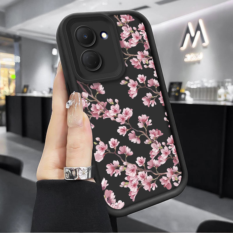 Vỏ Cho Tecno Spark GO 3 KN3 GO 2 Ốp Lưng Techno Spark GO 3 GO3 GO2 Lãng Mạn Mờ Hồng Anh Đào Thiết Kế