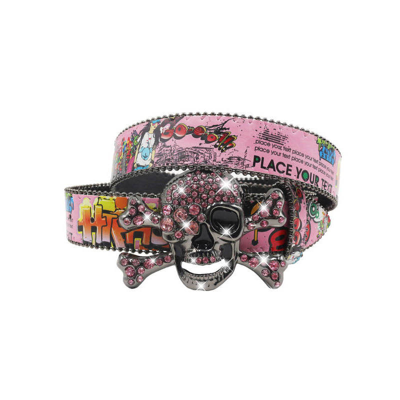 thắt lưng y2k quần hiphop y2k y2k outfit Zhang Junhao Cùng Phong Cách Đai y2k Kim Cương Giả Đầu Lâu 