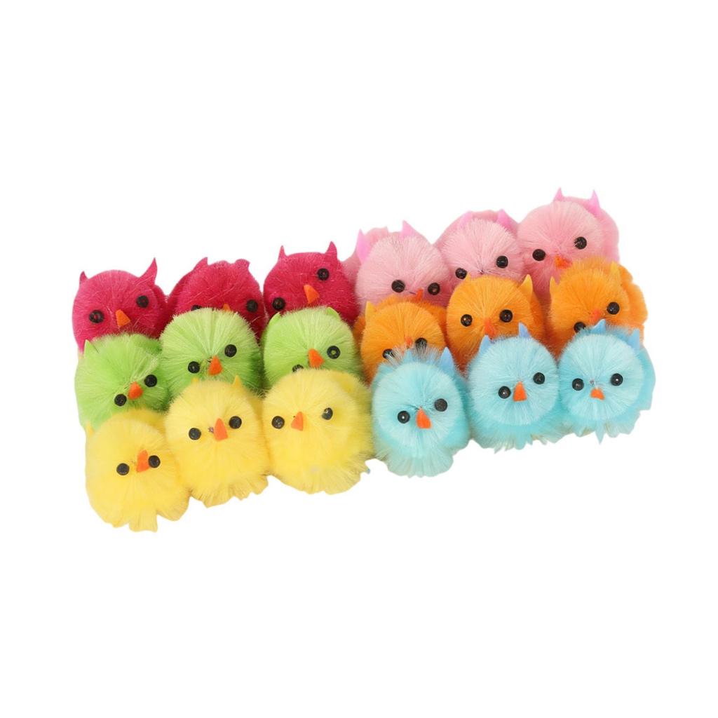 LOVIVER 18 Chiếc Mini Phục Sinh Gà Con Fuzzy Gà Tượng Nhỏ Nhiều Màu Sắc Lông Tơ Đồ Chơi Gà Con Cho G