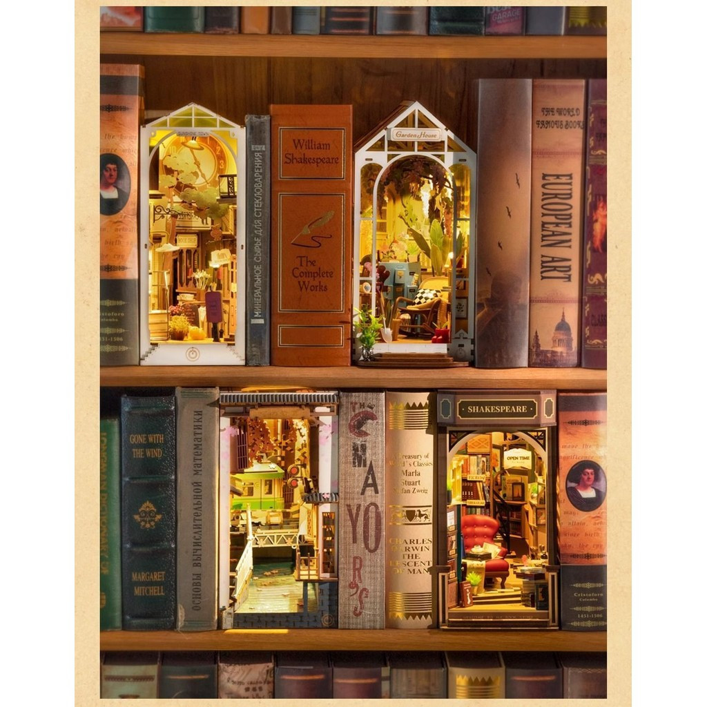 Rolife Rolife Pick-Up Bookend 3D Câu đố ba chiều Mô hình lắp ráp bằng gỗ thu nhỏ Độ khó cao