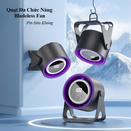 Quạt Đa Chức Năng Để Bàn, Dán Tường, Treo Màn, Pin Lớn 5V -2A Quạt Mát