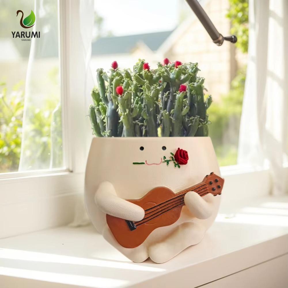 Chậu hoa Ukulele ALISON, Chậu hoa mọng nước cho đàn Guitar dễ thương thủ công, Đồ thủ công bằng nhựa