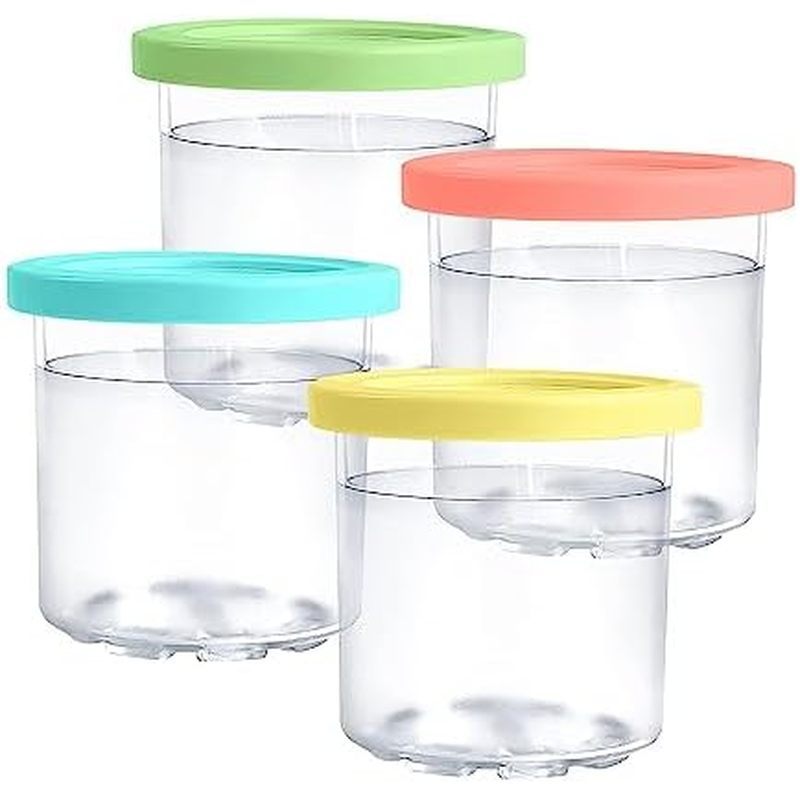 4 Gói Pint Kem Thay Thế Có Nắp, Tương Thích Với Máy Làm Kem Ninja Creami: Dòng NC301, NC300, NC299AMZ (Hồng / Vàng / Xanh / Xanh)